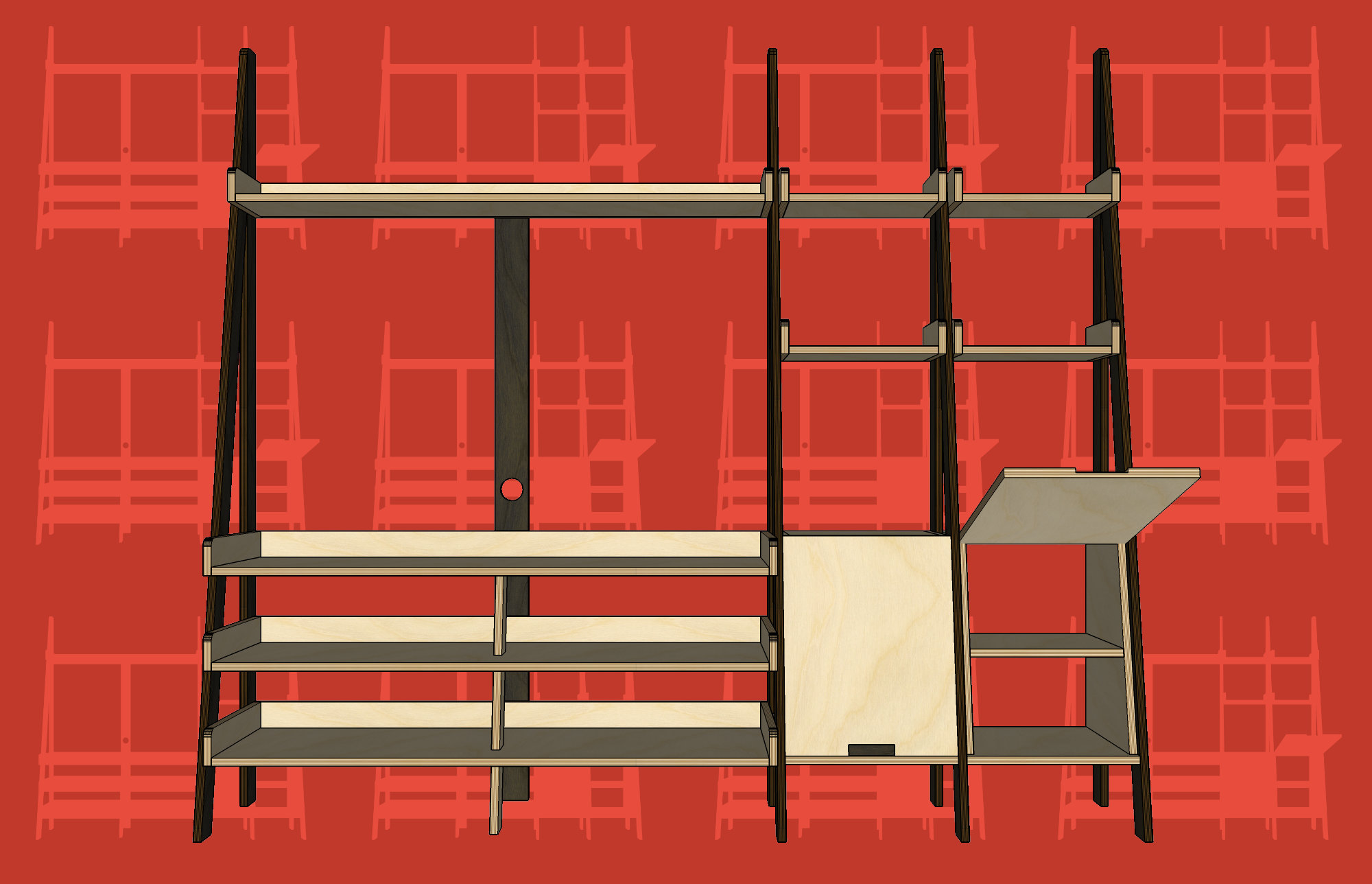 The full entertainment unit viewed from the front